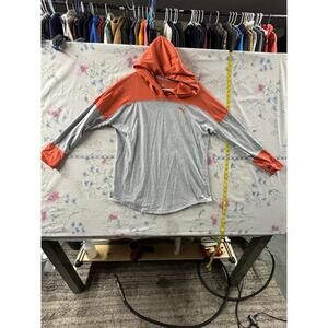 Puma Lightweight Hoodie Gray Orange Colorblock Long Sleeve Pullover Men’s XL